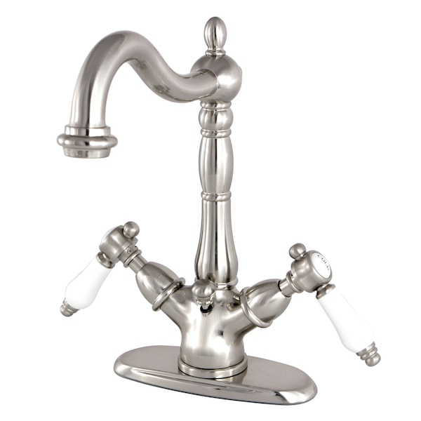 Two-Handle Bathroom Faucet W/ Brass Pop-Up, Brushed Nickel